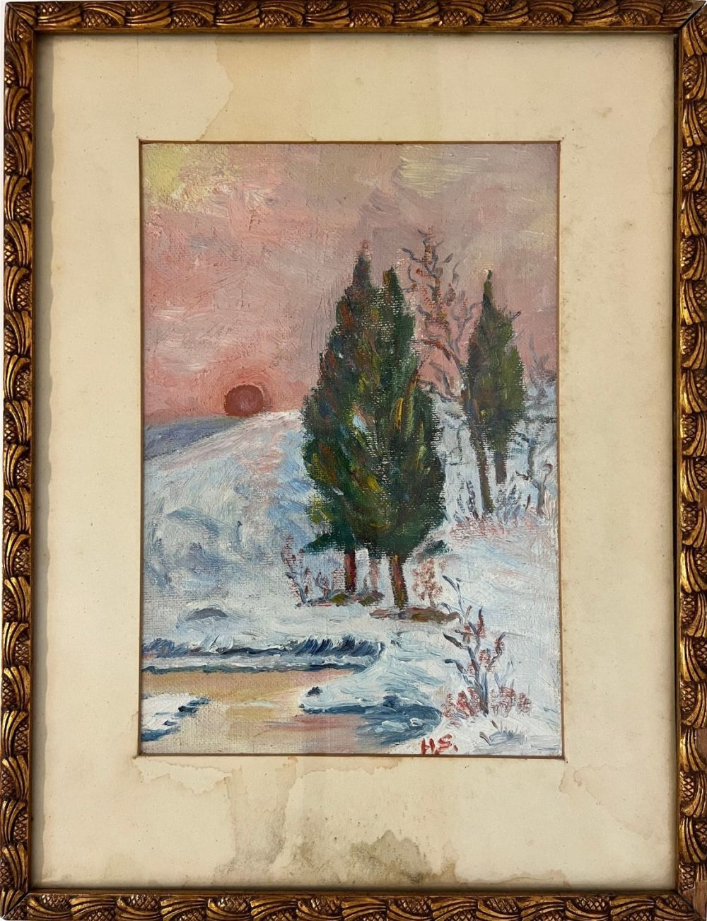 Lot 154: Swensson, Hannah (1866-1945) untitled, pines in snow, oil on canvas