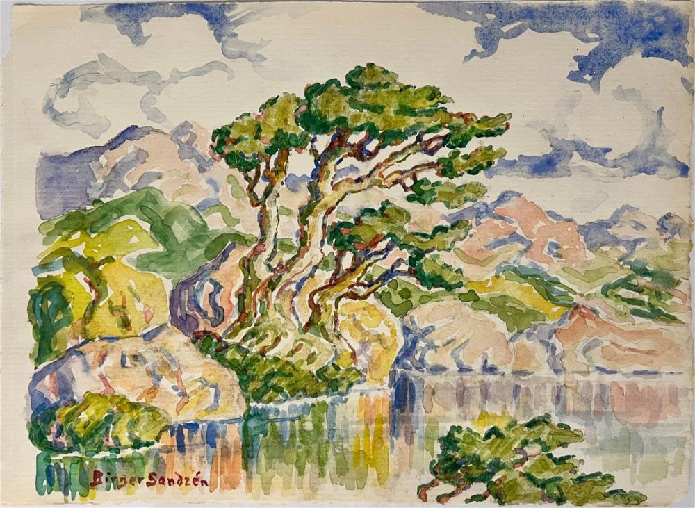 Lot 166: Sandzen, Birger (1871-1954) untitled mountain lake, watercolor