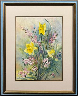 Forsberg, Maleta (1931-2025) The Essences of Spring, 1987 watercolor, signed Maleta Forsberg in 
