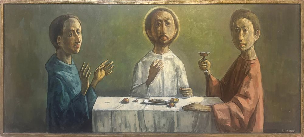 Lot 152: Raymer, Lester (1907-1991) Supper at Emmaus, 1966 oil on board