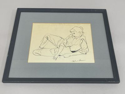 Phyllis Peterson Vintage Drawing of a Reclining Woman. Vintage Drawing of a Reclining Woman.