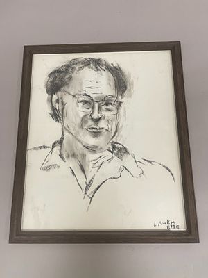 Vintage Charcoal Portrait Drawing. Illegibly signed lower right. D: Frame: 15 1/2"w x 18 1/2"h