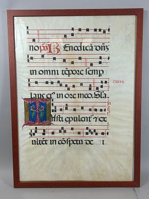 Dual Sided Medieval Latin Manuscript. Dual Sided Medieval Latin Script. 21"h x 15"w (sight)