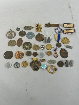 Collection of Military, Religious, and Political Items Condition: Good vintage condition.