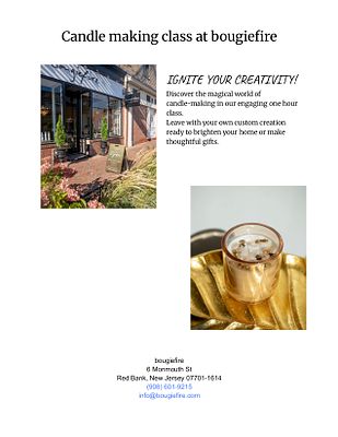 Candle Making Class. Ignite your creativity. Discover the magical world of candle making. Engage 