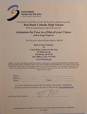 Count Basie Center Cinemas 36 White Street, Red Bank . Admission for 4 to a film of your 