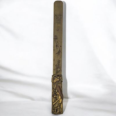 An Antique Japanese Mixed Metal Letter Opener Meiji Period With Marks. An Antique Japanese Mixed 