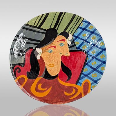A Very Fine Signed Pablo Picasso (Spanish, 1881-1973) Hand Painted Ceramic Charger. Measures 