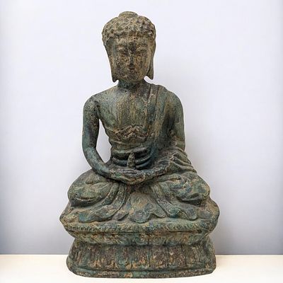 Large Southeast Asian Bronze Seated Buddha With Inscriptions Inside. Large Southeast Asian 