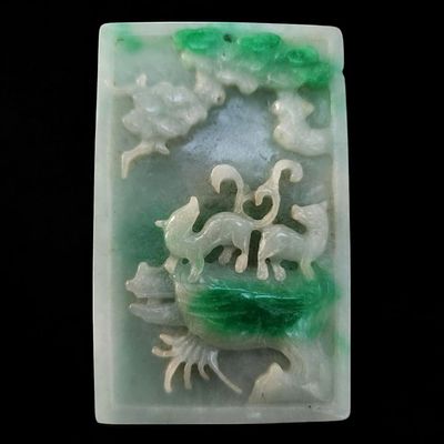 Large Old Chinese Jadeite Plaque Pendant / Jade Pendant Qing Dynasty. Large Old Chinese Jadeite 