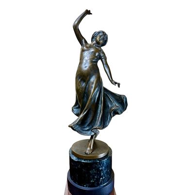 Antique French Bronze Figure Of A Dancing Maiden, Circa 1890. Measure approx. 13" tall. Please
