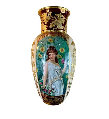 Magnificent Hand Painted Dresden Or KPM 19th Century Porcelain Vase. Measures approx. 16" tall.