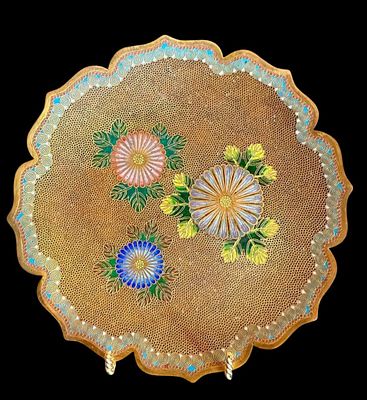 Rarest Imperial Foliated Form Fine Gold Wire Cloisonné, Signed Namikawa Yasayuki, imperial