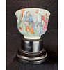 Antique Chinese Porcelain Famille Rose Cup Depicting Immortals. Measure 4" across and 2.75" Image - 4