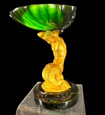 Magnificent and RARE Carved Jade Shell & Figure Mounted Gilt Bronze, Signed Louis Kley 1833-1911.