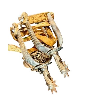 Pair Of Important Antique Sterling Silver Spurs, Signed Fernandez of Argentina. ***DUE TO THIS
