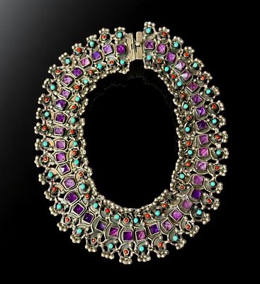 Signed & Marked Matilde Poulat Sterling Silver, Turquoise, And Amethyst Necklace. ***DUE TO THIS