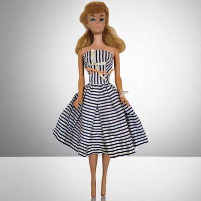 Vintage 1960s Mattel Barbie Cotton Casual Dress Ponytail With Poodle Bangs NO BOX. The Barbie 