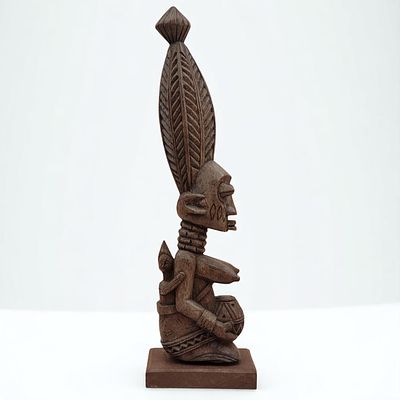 African Nigerian Yoruba River Wood Carved Tribal Sculpture. Measures approximately 3-1/2" x 