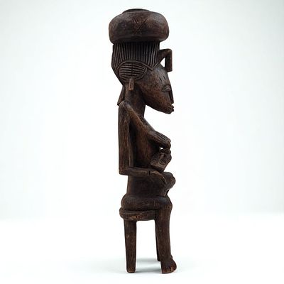 West African Wood Carved Maternity Figure, Possibly Senufo. Measures approximately 4" x 5" x 