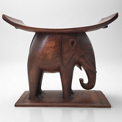 African Fanti Finely Carved Wood Elephant Seat. This is a type of folk art piece usually 