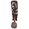 African Contemporary Signed Two-Piece Wood Carved Tribal Elder Style Seat Depicting Dancer With Image - 1