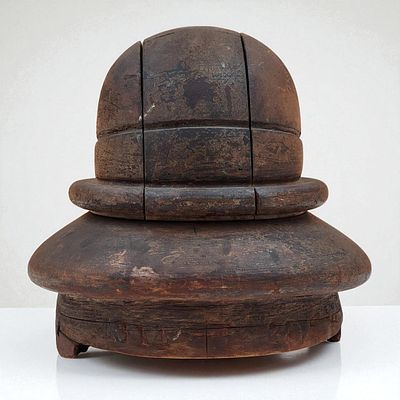 Antique Empire Hat Block Co. Wooden Hat Mold. Removable sections. Measures approximately 10" x 