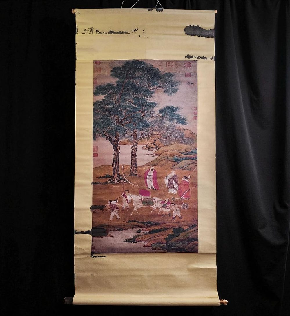 A Chinese Scroll Landscape Painting With Calligraphy & Seal Marks Attributed To Ding Yunpeng. A 