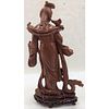 A Fine Chinese Goldstone Geisha Sculpture On Wooden Stand. Measures approx. 8" X 5". PLEASE Image - 1
