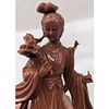 A Fine Chinese Goldstone Geisha Sculpture On Wooden Stand. Measures approx. 8" X 5". PLEASE Image - 2