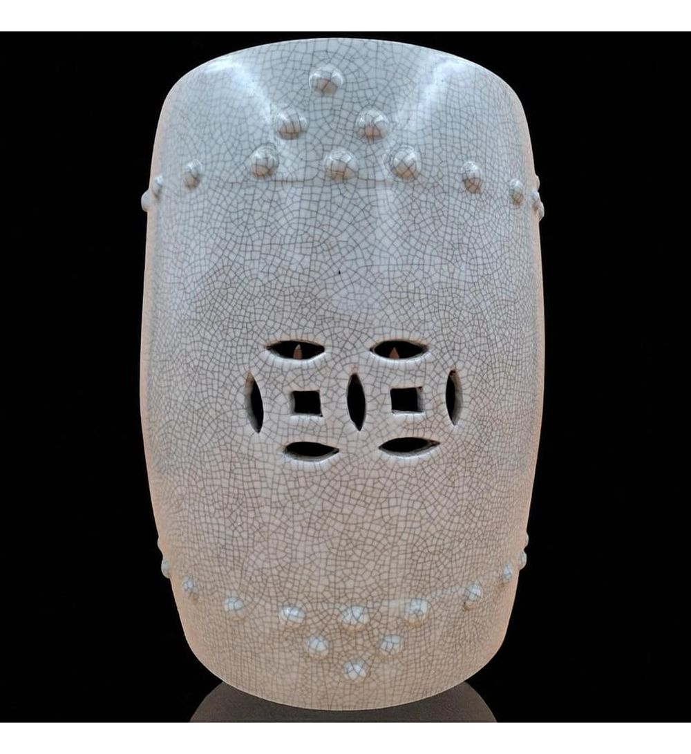 Chinese Crackle Glaze Porcelain Garden Seat. Measures 17" x 13". 
Please copy and paste the URL 