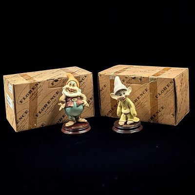 Giuseppe Armani Figurines: Walt Disney's "Happy" 327C And "Dopey" 200C With Original Boxes. Box 