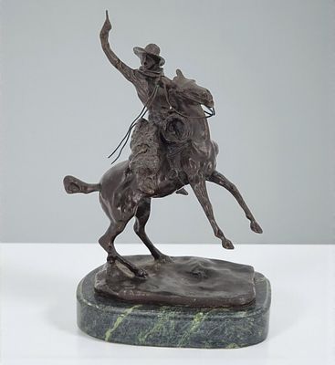 Bronze Sculpture After Charles M Russell "SMOKING UP" Signed. Bronze Sculpture After Charles 