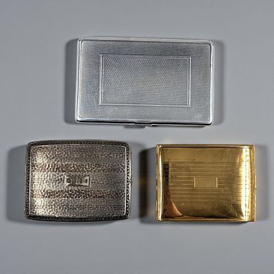 Lot Of 3 Vintage Gold And Silver Tone Cigarette Cases, Two American And One English. Includes 