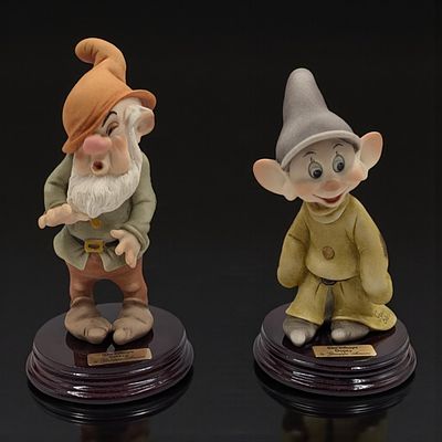 Signed Giuseppe Armani Figurines: Walt Disney's "Sneezy" 914C & "Dopey" 200C With Original Boxes. 