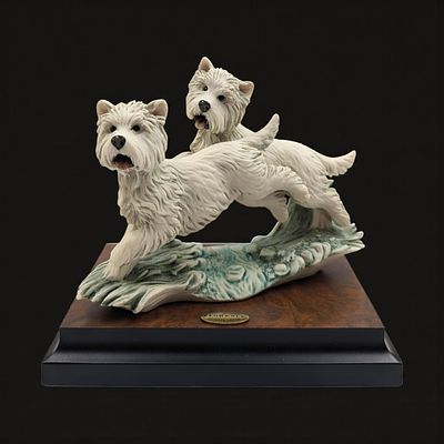 Giuseppe Armani Figurine: "Westies" 732S With Original Box. Box measures approx. 9 1/2" X 12" X 