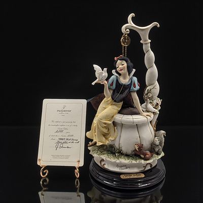 Signed Giuseppe Armani Figurine: Limited Ed. Disney's "Snow White At The Well" 199C w/ COA And Box. 