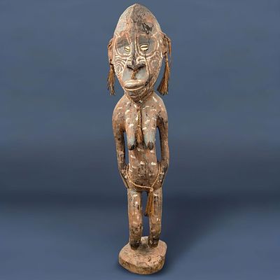 Large Antique Papua New Guinean Carved Wood Tribal Ancestor Figure. Measures approx. 34" X 8 