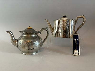 Two Electroplated Teapots, one by James Dixon &amp; Sons Sheffield, and a Sterling Silver 