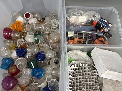 A Collection of Fairground Lights, fittings, bulbs and a collection of vintage arcade 