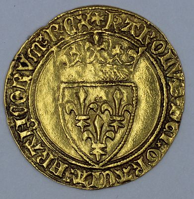 1 экю 1380-1422 гг. Карл VI Валуа Франция. Золото