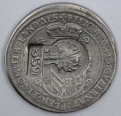 Ефимок с признаком 1655 года, на талере 1621 года. Верхний Эльзас, эрцгерцогство 