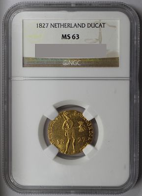 Дукат 1827 год в слабе NGC MS 63. Золото. CONCATENATE(A1164,"!",#REF!)