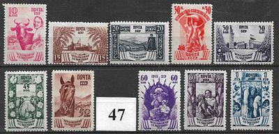 СССР(1939) Выставка 676А(Г12.5:12, #ГР), 677А(Г12:12.5, #ВР), 678А(Г12:12.5, #ГР), 679, 680 