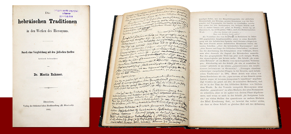 Hamasorot HaIvriyot – Breslau, 1861 – Copy of the Author Moritz Rahmer with Lengthy Additions 