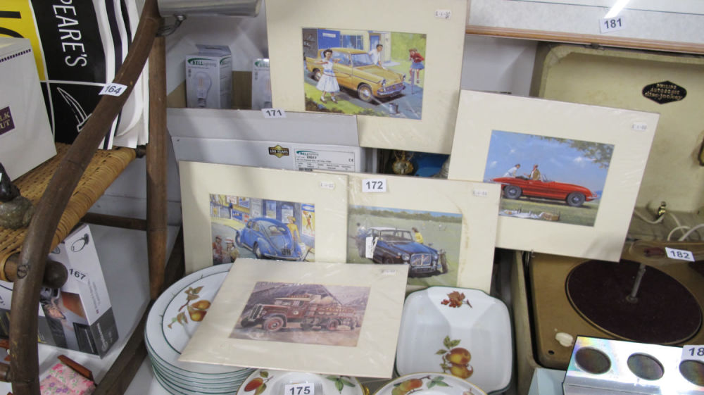Lot 172: a collection of 5 car prints