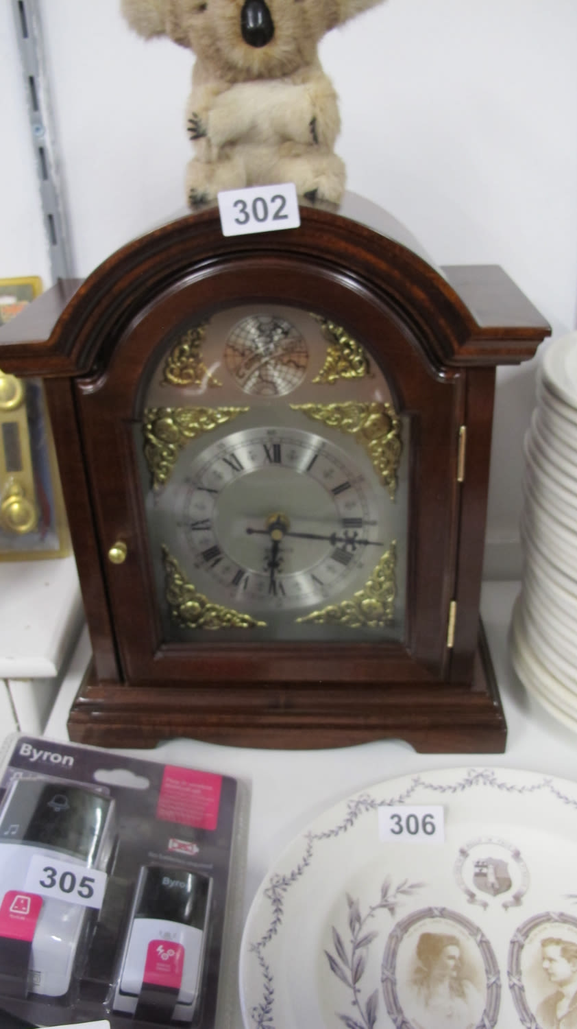 Lot 302: BNIB Clarke mahogany carriage clock with chimes