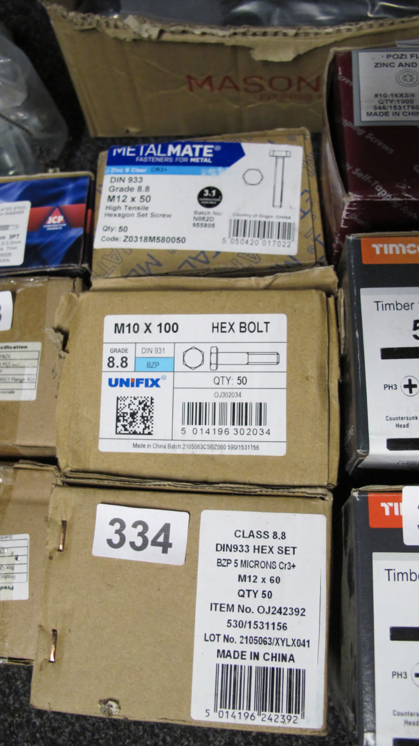 Lot 334: various BNIB bolts x 3