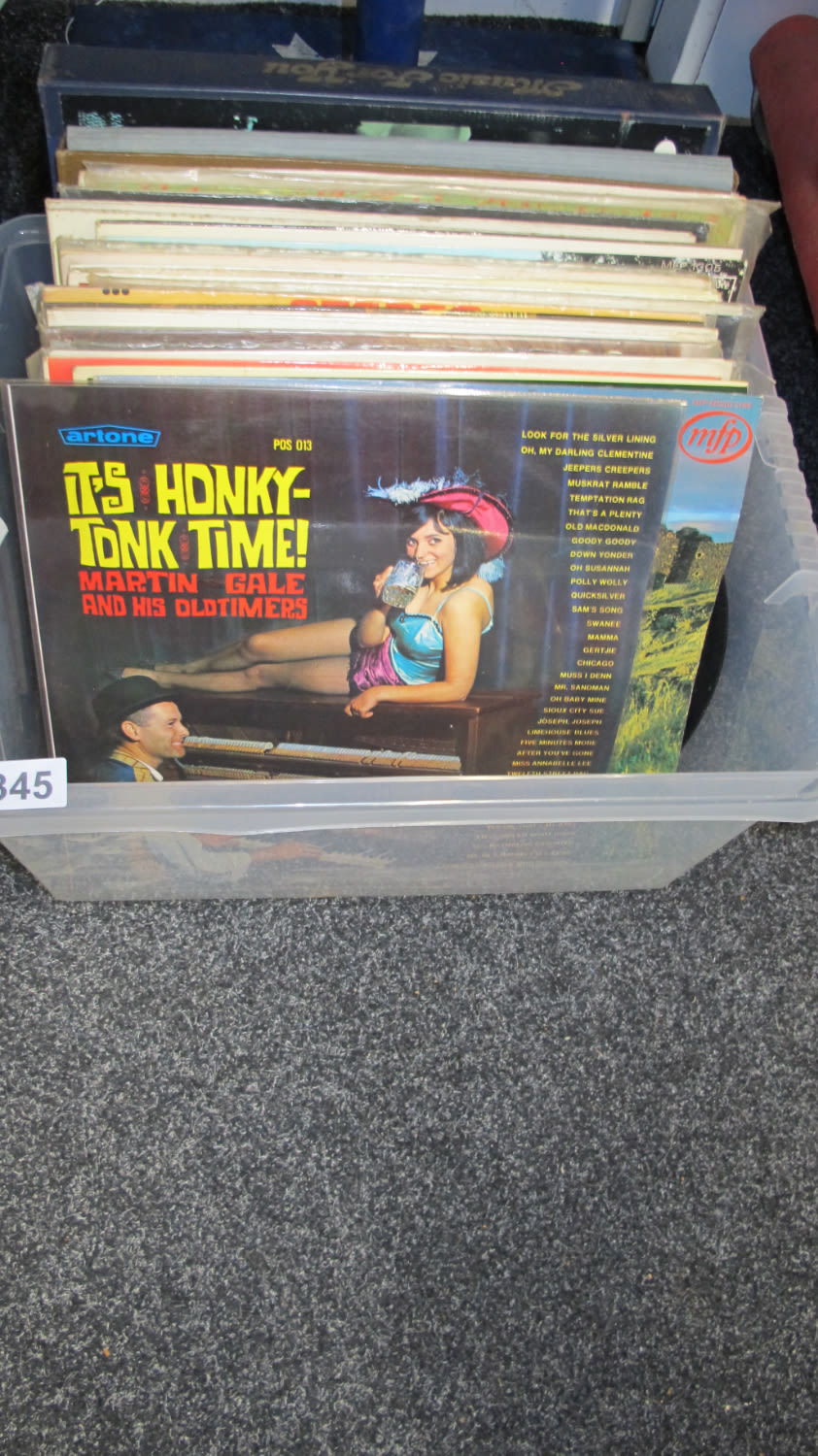 Lot 345: tub of 33RPM vinyl records