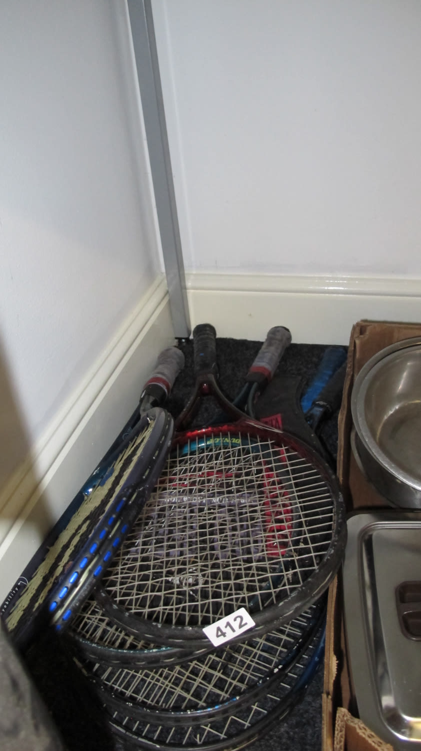 Lot 412: collection of tennis racquets
